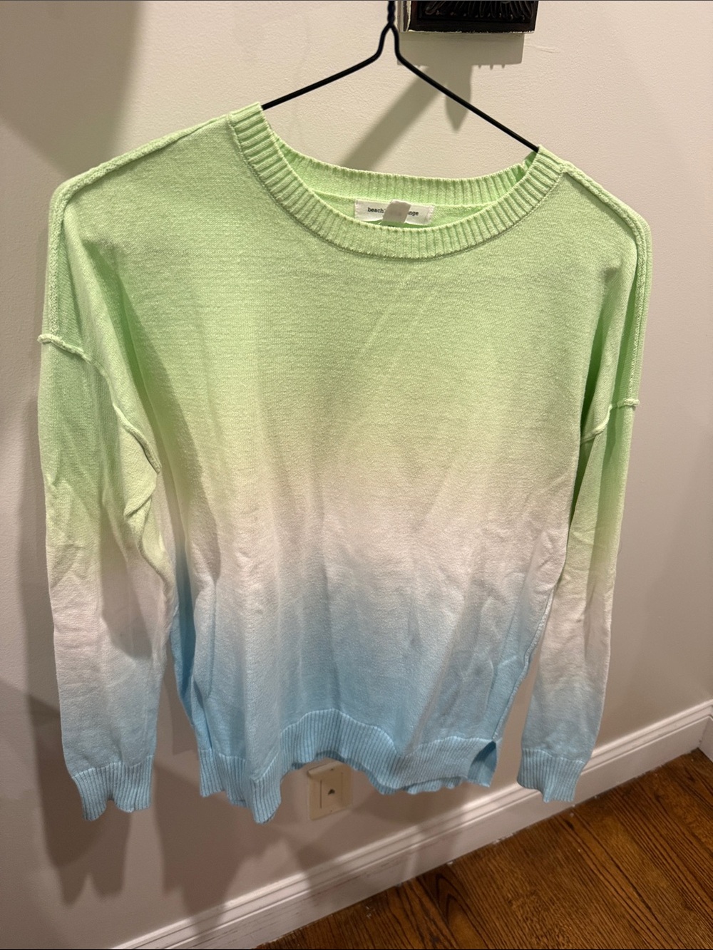 beachlunchlounge Light Green White and Pale Blue Ombre Crewneck Sweater